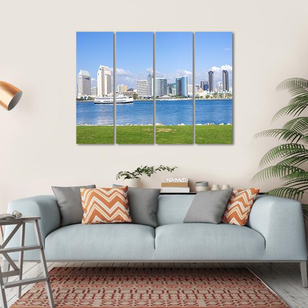 San Diego Skyline View From Coronado Island Canvas Wall Art-4 Horizontal-Gallery Wrap-34" x 24"-Tiaracle