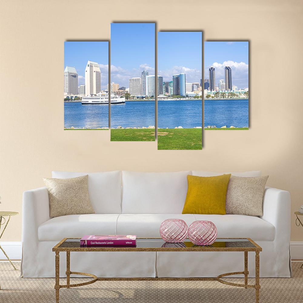 San Diego Skyline View From Coronado Island Canvas Wall Art-4 Pop-Gallery Wrap-50" x 32"-Tiaracle