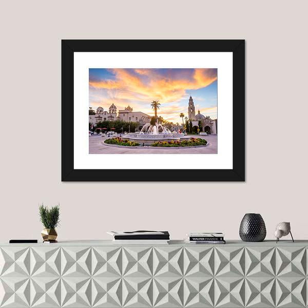 San Diego's Balboa Park At Twilight Canvas Wall Art-1 Piece-Framed Print-20" x 16"-Tiaracle