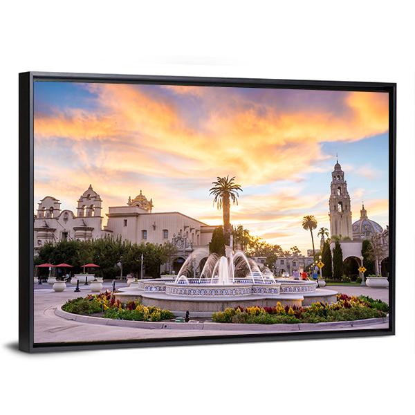 San Diego's Balboa Park At Twilight Canvas Wall Art-3 Horizontal-Gallery Wrap-25" x 16"-Tiaracle