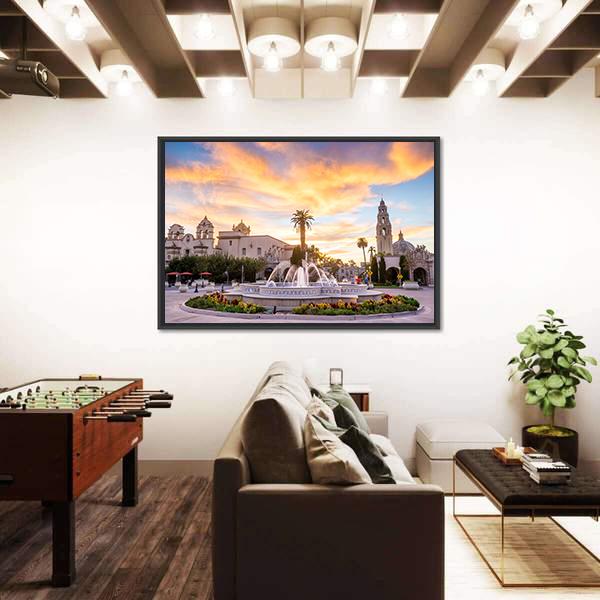 San Diego's Balboa Park At Twilight Canvas Wall Art-3 Horizontal-Gallery Wrap-25" x 16"-Tiaracle