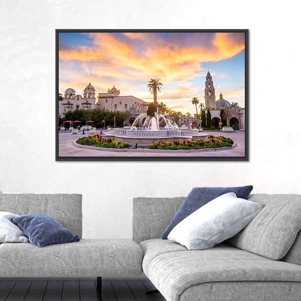 San Diego's Balboa Park At Twilight Canvas Wall Art-3 Horizontal-Gallery Wrap-25" x 16"-Tiaracle