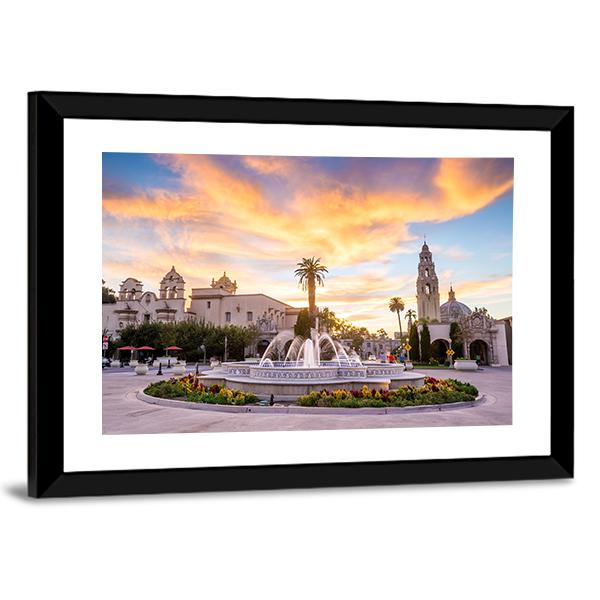 San Diego's Balboa Park At Twilight Canvas Wall Art-3 Horizontal-Gallery Wrap-25" x 16"-Tiaracle