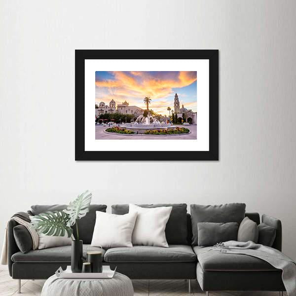 San Diego's Balboa Park At Twilight Canvas Wall Art-3 Horizontal-Gallery Wrap-25" x 16"-Tiaracle