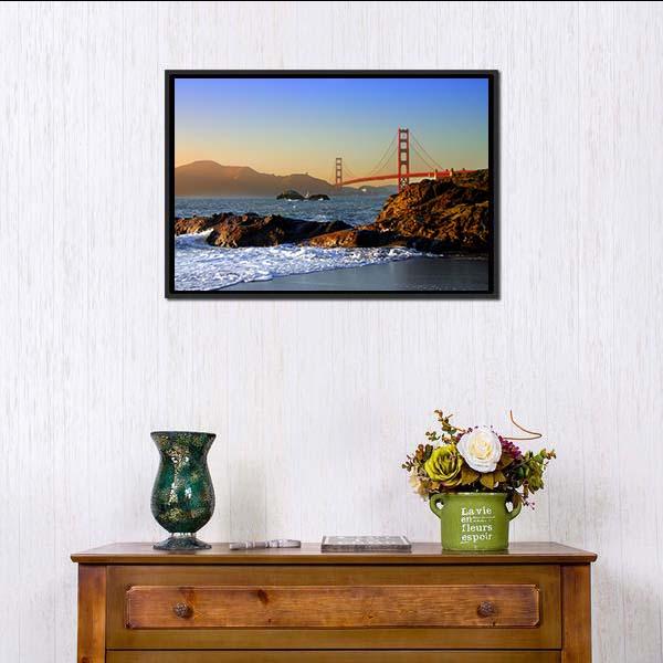 San Francisco Bridge Canvas Wall Art-3 Horizontal-Gallery Wrap-25" x 16"-Tiaracle