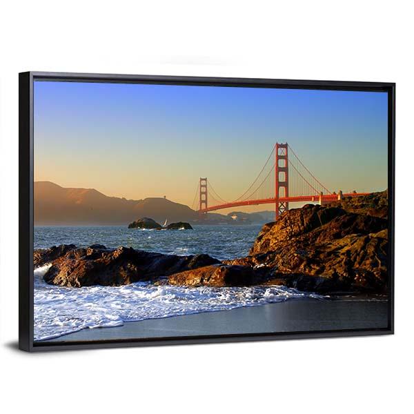 San Francisco Bridge Canvas Wall Art-3 Horizontal-Gallery Wrap-25" x 16"-Tiaracle