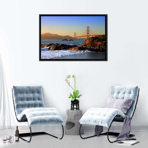 San Francisco Bridge Canvas Wall Art-5 Horizontal-Gallery Wrap-22" x 12"-Tiaracle