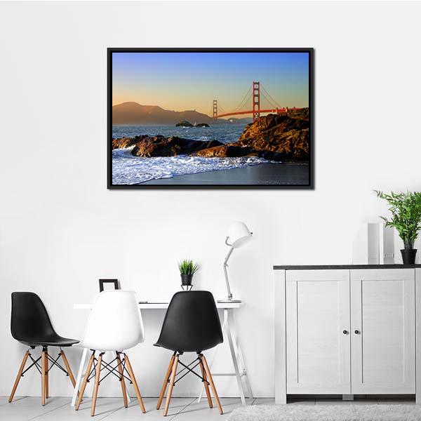 San Francisco Bridge Canvas Wall Art-3 Horizontal-Gallery Wrap-25" x 16"-Tiaracle