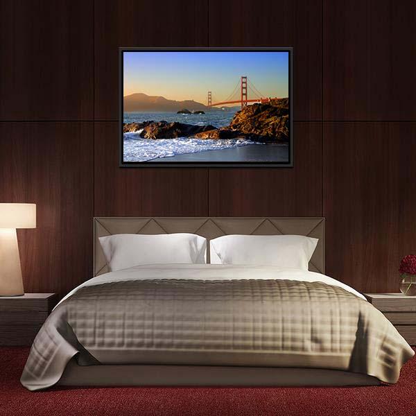 San Francisco Bridge Canvas Wall Art-5 Horizontal-Gallery Wrap-22" x 12"-Tiaracle