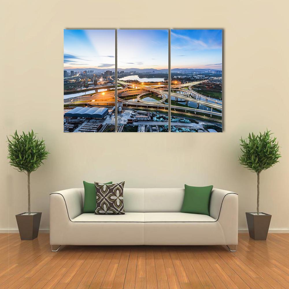 San Francisco City At Night Canvas Wall Art-3 Horizontal-Gallery Wrap-37" x 24"-Tiaracle
