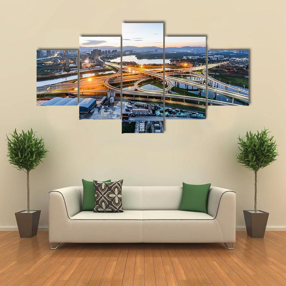 San Francisco City At Night Canvas Wall Art-5 Star-Gallery Wrap-62" x 32"-Tiaracle