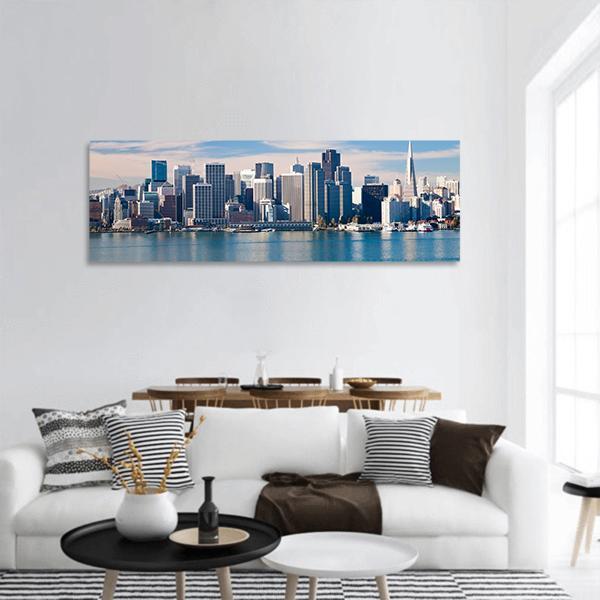 San Francisco City Downtown Panoramic Canvas Wall Art-1 Piece-36" x 12"-Tiaracle