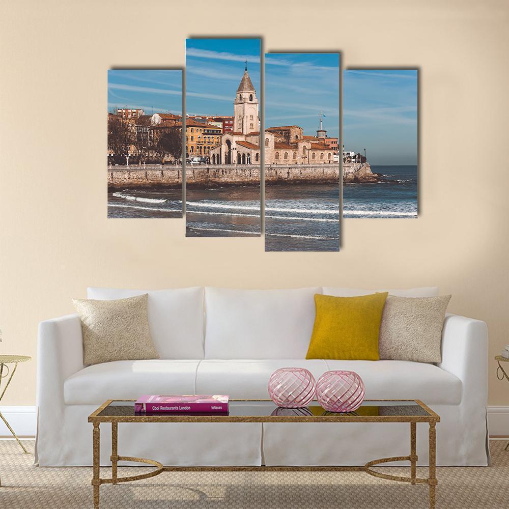 San Lorenzo Ocean Beach And San Pedro church Canvas Wall Art-4 Pop-Gallery Wrap-50" x 32"-Tiaracle