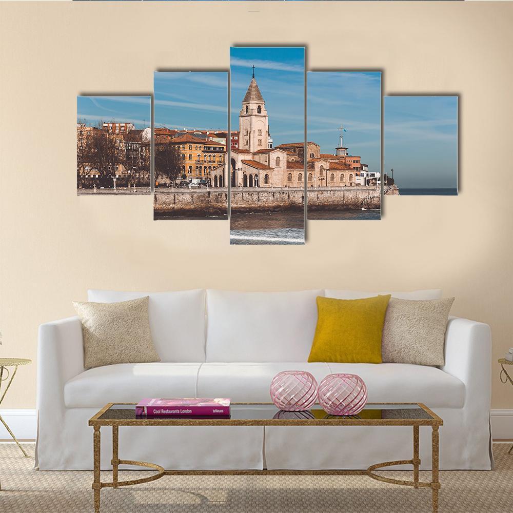 San Lorenzo Ocean Beach And San Pedro church Canvas Wall Art-5 Star-Gallery Wrap-62" x 32"-Tiaracle