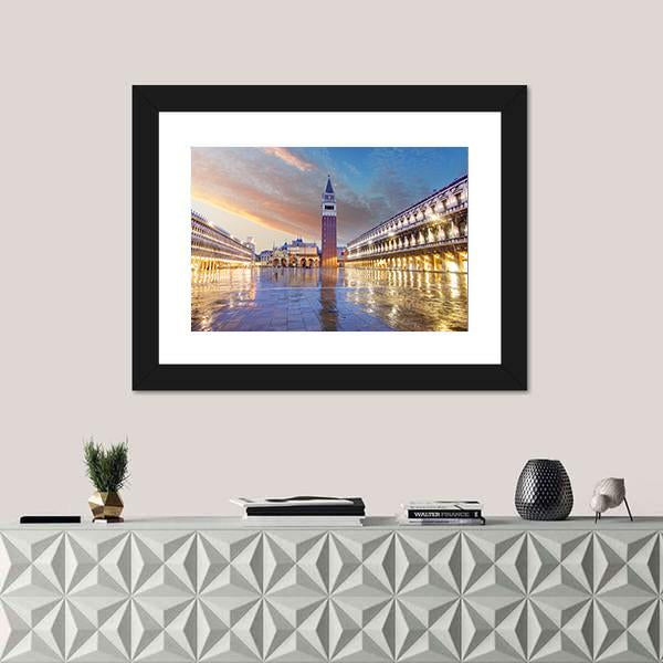 San Marco Square In Venice Italy Canvas Wall Art-1 Piece-Framed Print-20" x 16"-Tiaracle