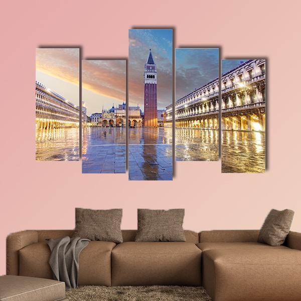San Marco Square In Venice Italy Canvas Wall Art-5 Pop-Gallery Wrap-47" x 32"-Tiaracle