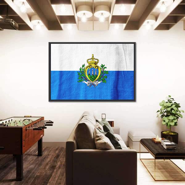 San Marino Flag Canvas Wall Art-3 Horizontal-Gallery Wrap-25" x 16"-Tiaracle