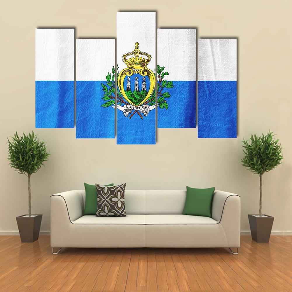 San Marino Flag Canvas Wall Art-5 Pop-Gallery Wrap-47" x 32"-Tiaracle