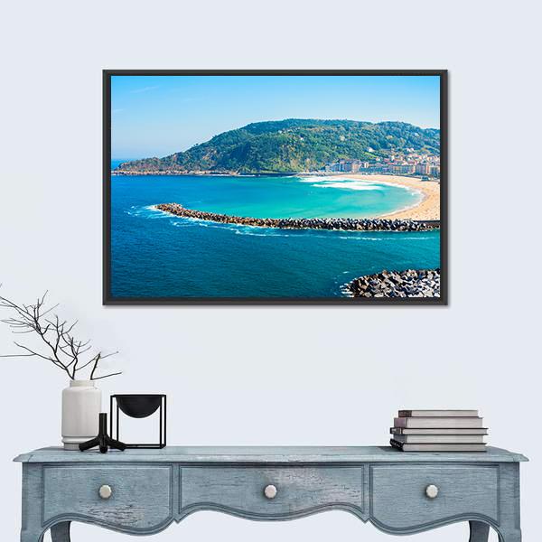 San Sebastian City View Canvas Wall Art-1 Piece-Floating Frame-24" x 16"-Tiaracle