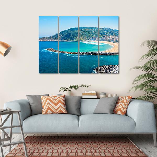 San Sebastian City View Canvas Wall Art-4 Horizontal-Gallery Wrap-34" x 24"-Tiaracle