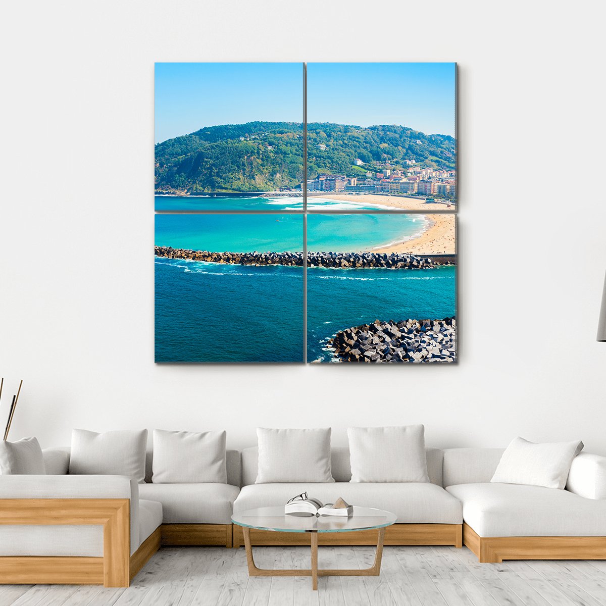 San Sebastian City View Canvas Wall Art-4 Square-Gallery Wrap-17" x 17"-Tiaracle