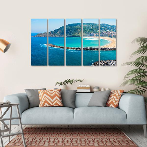 San Sebastian City View Canvas Wall Art-5 Horizontal-Gallery Wrap-22" x 12"-Tiaracle