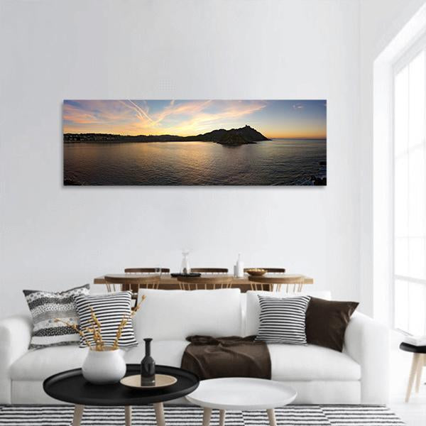San Sebastian Costa Beach In Donostia Panoramic Canvas Wall Art-1 Piece-36" x 12"-Tiaracle