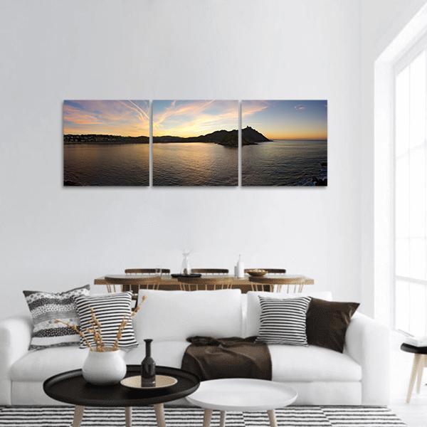 San Sebastian Costa Beach In Donostia Panoramic Canvas Wall Art-3 Piece-25" x 08"-Tiaracle