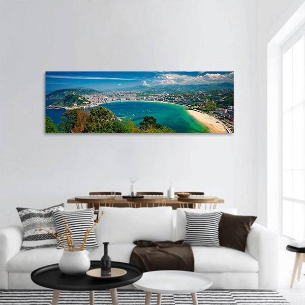 San Sebastian View In Spain Panoramic Canvas Wall Art-1 Piece-36" x 12"-Tiaracle