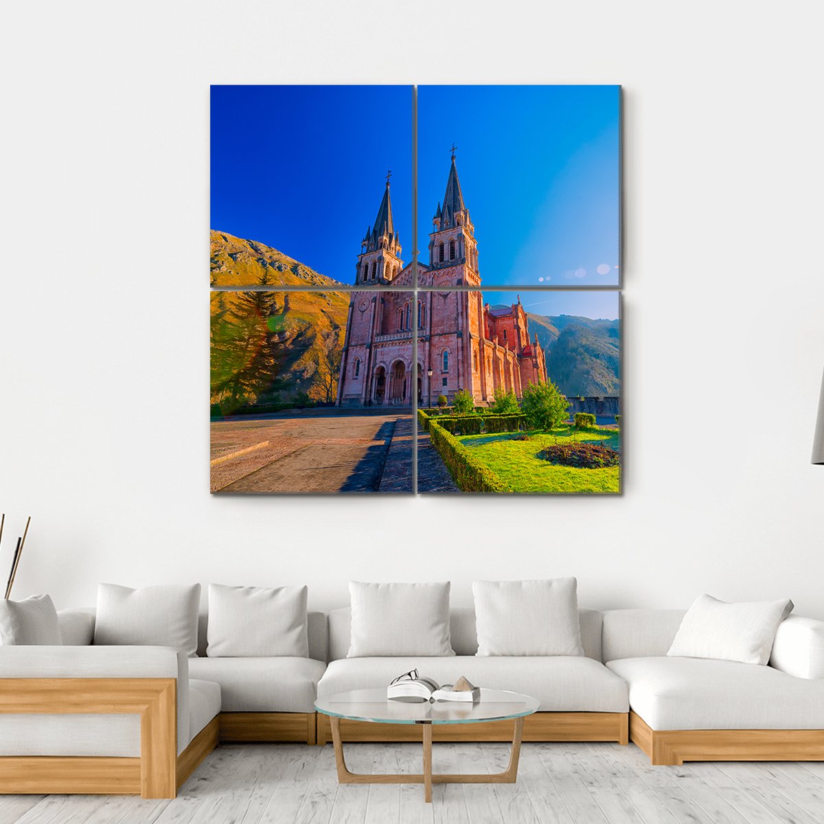 Sanctuary Of Covadonga In Spain Canvas Wall Art-4 Square-Gallery Wrap-17" x 17"-Tiaracle
