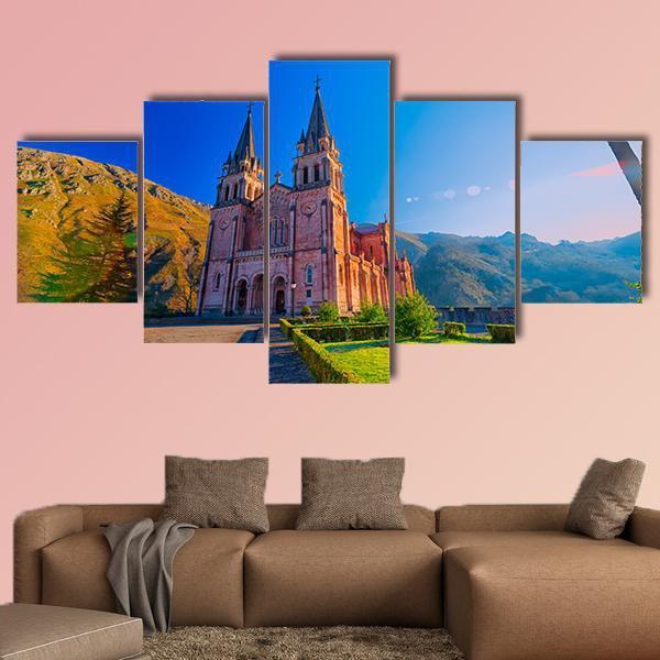 Sanctuary Of Covadonga In Spain Canvas Wall Art-5 Star-Gallery Wrap-62" x 32"-Tiaracle