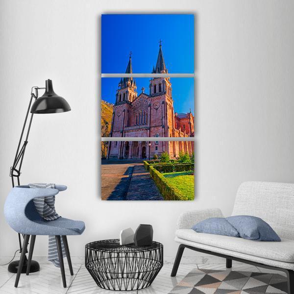 Sanctuary Of Covadonga In Spain Vertical Canvas Wall Art-3 Vertical-Gallery Wrap-12" x 25"-Tiaracle