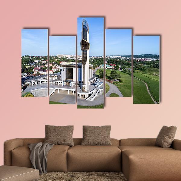 Sanctuary Of Divine Mercy Canvas Wall Art-5 Pop-Gallery Wrap-47" x 32"-Tiaracle