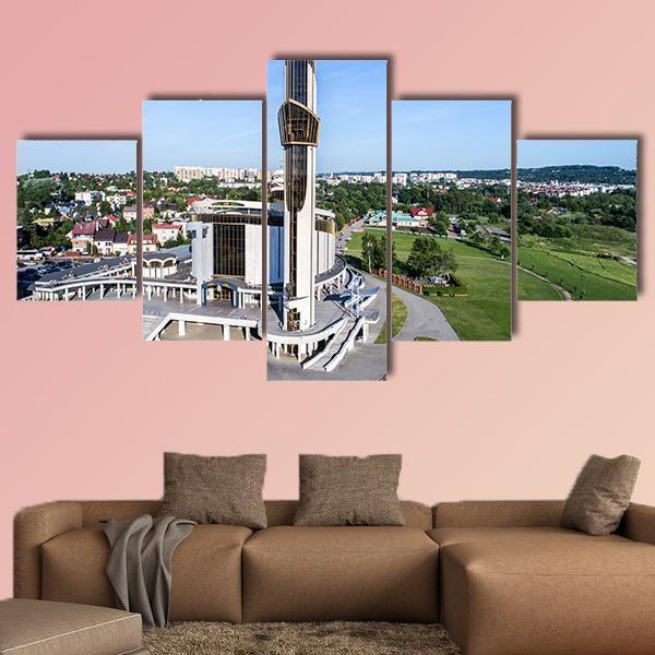 Sanctuary Of Divine Mercy Canvas Wall Art-5 Star-Gallery Wrap-62" x 32"-Tiaracle