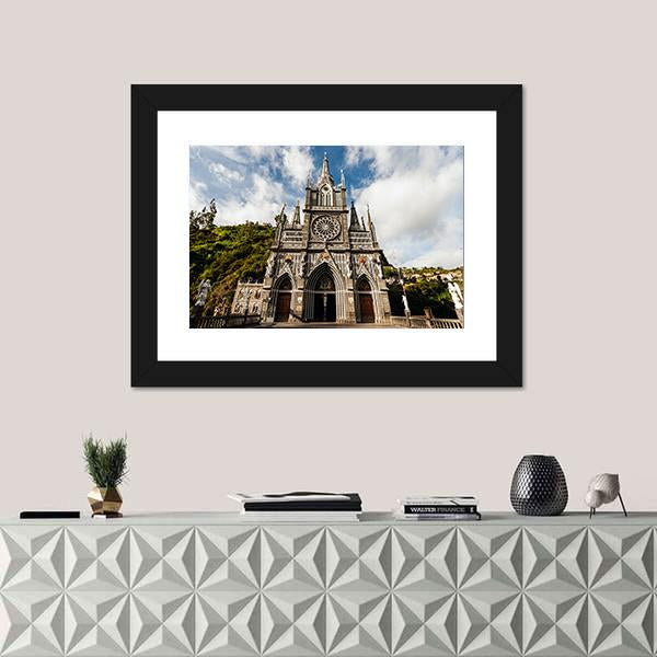 Sanctuary Of Our Lady Las Lajas Canvas Wall Art-1 Piece-Framed Print-20" x 16"-Tiaracle