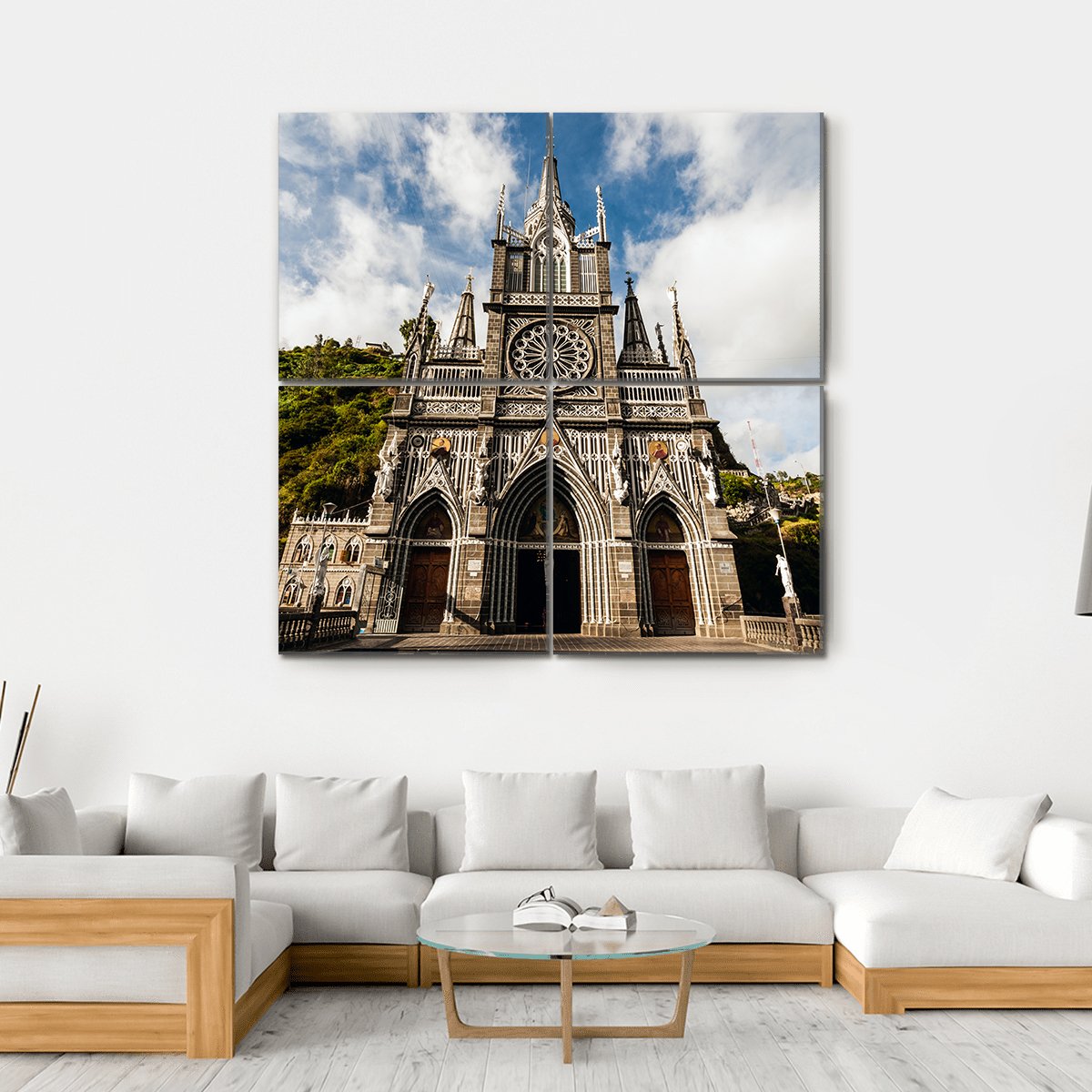 Sanctuary Of Our Lady Las Lajas Canvas Wall Art-4 Square-Gallery Wrap-17" x 17"-Tiaracle