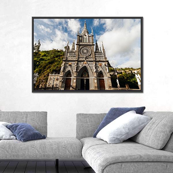 Sanctuary Of Our Lady Las Lajas Canvas Wall Art-3 Horizontal-Gallery Wrap-25" x 16"-Tiaracle