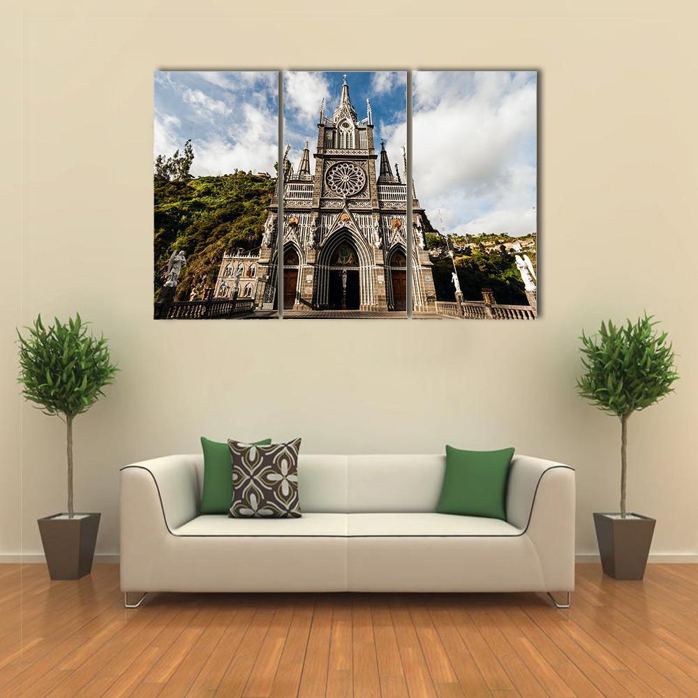 Sanctuary Of Our Lady Las Lajas Canvas Wall Art-3 Horizontal-Gallery Wrap-37" x 24"-Tiaracle