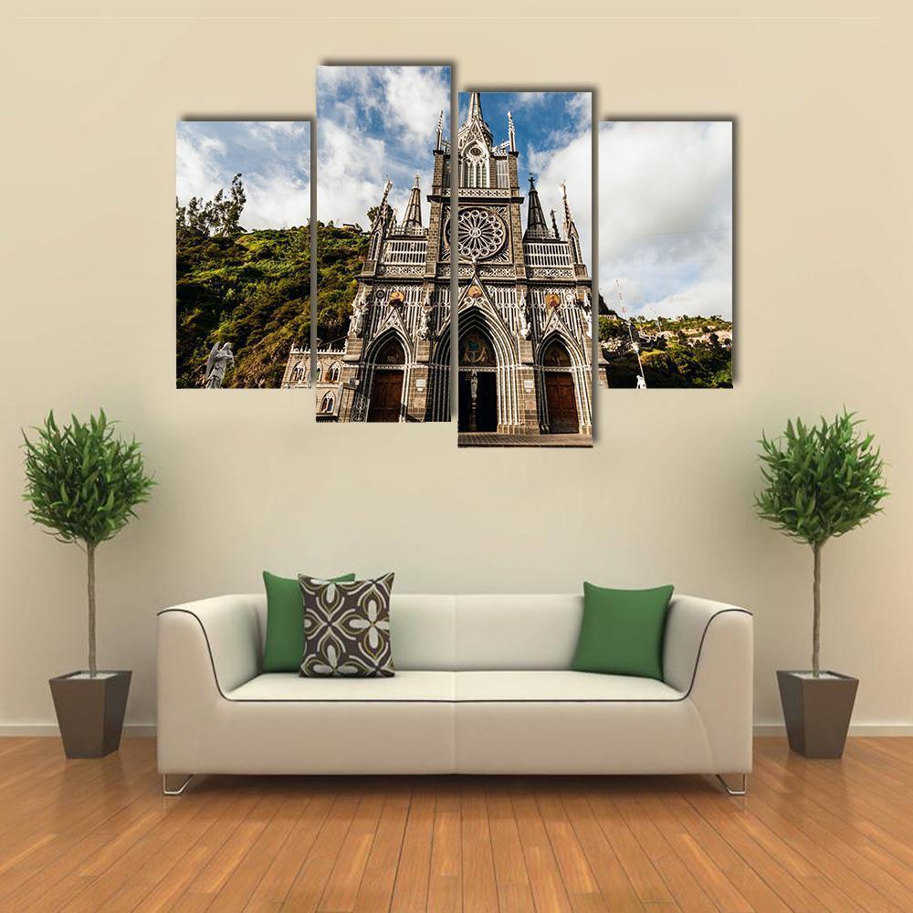 Sanctuary Of Our Lady Las Lajas Canvas Wall Art-4 Pop-Gallery Wrap-50" x 32"-Tiaracle