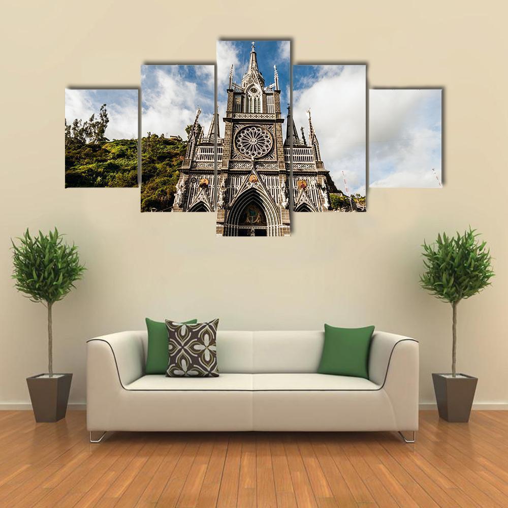 Sanctuary Of Our Lady Las Lajas Canvas Wall Art-5 Star-Gallery Wrap-62" x 32"-Tiaracle