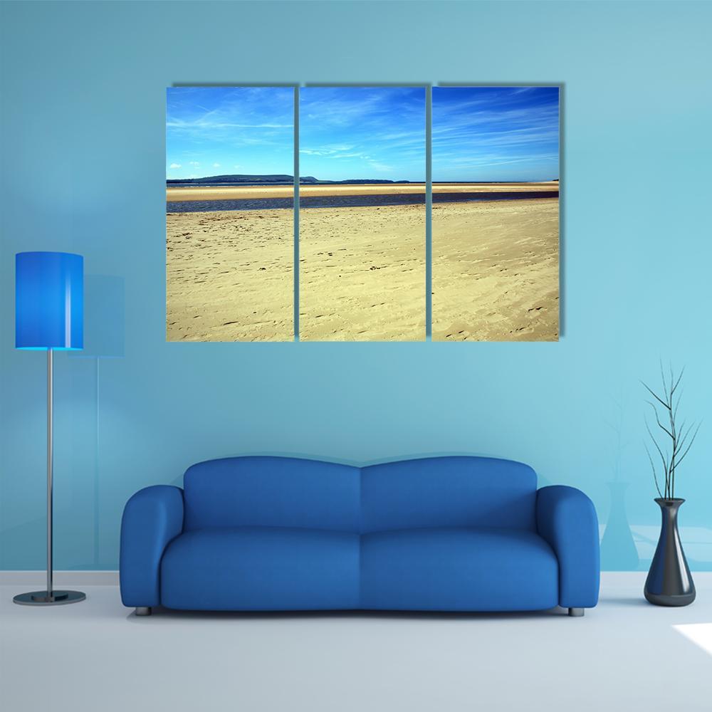 Sand Beach At Burry Port Canvas Wall Art-3 Horizontal-Gallery Wrap-37" x 24"-Tiaracle