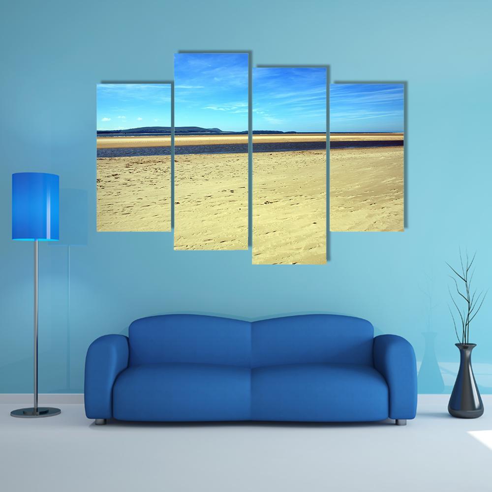 Sand Beach At Burry Port Canvas Wall Art-4 Pop-Gallery Wrap-50" x 32"-Tiaracle