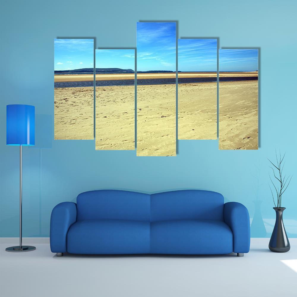 Sand Beach At Burry Port Canvas Wall Art-5 Pop-Gallery Wrap-47" x 32"-Tiaracle