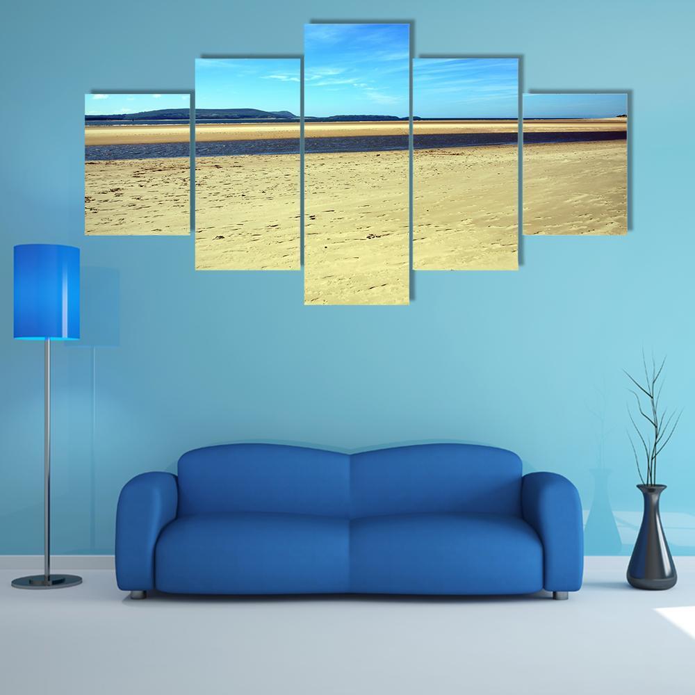 Sand Beach At Burry Port Canvas Wall Art-5 Star-Gallery Wrap-62" x 32"-Tiaracle
