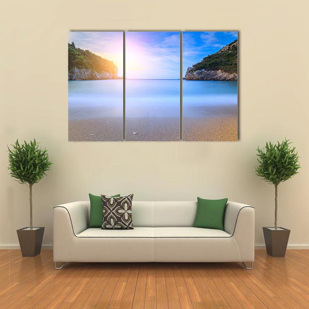 Sand Beach In Close Bay Canvas Wall Art-3 Horizontal-Gallery Wrap-37" x 24"-Tiaracle