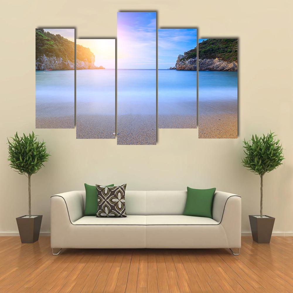 Sand Beach In Close Bay Canvas Wall Art-5 Pop-Gallery Wrap-47" x 32"-Tiaracle