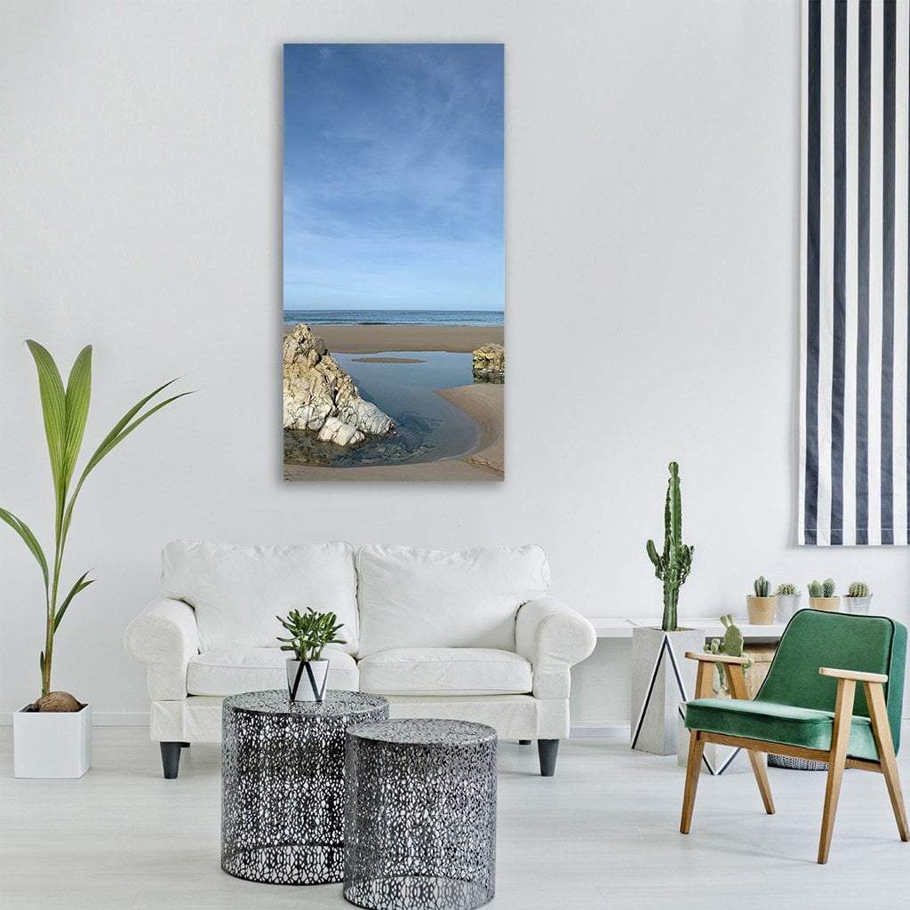 Sand Beach In Summer Vertical Canvas Wall Art-3 Vertical-Gallery Wrap-12" x 25"-Tiaracle