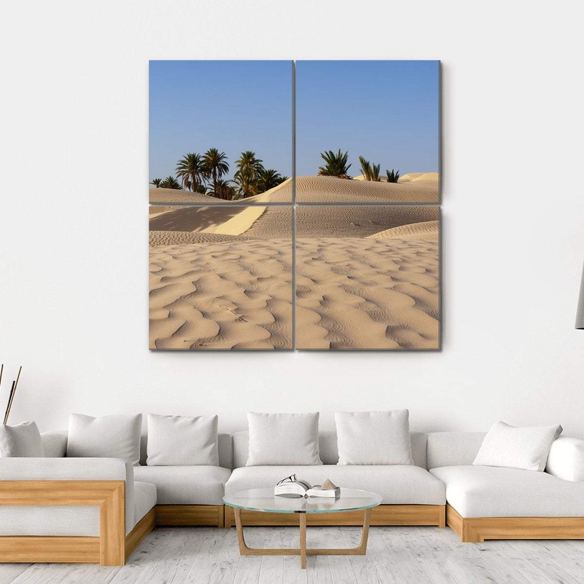 Sand Dune And Palm Tree In The Desert Canvas Wall Art-5 Horizontal-Gallery Wrap-22" x 12"-Tiaracle