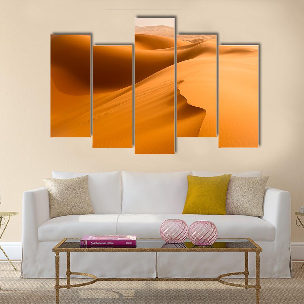 Sand Dunes In The Sahara Desert Merzouga Morocco Canvas Wall Art-5 Pop-Gallery Wrap-47" x 32"-Tiaracle