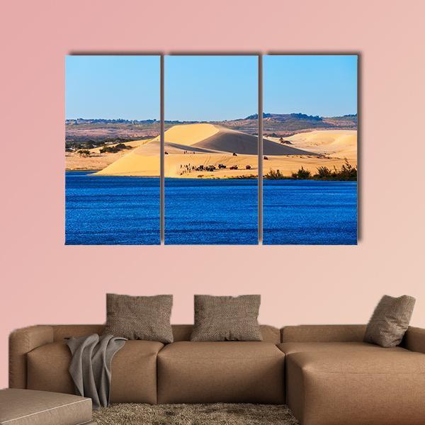 Sand Dunes On Sunset Near Lake In Vietnam Canvas Wall Art-3 Horizontal-Gallery Wrap-37" x 24"-Tiaracle